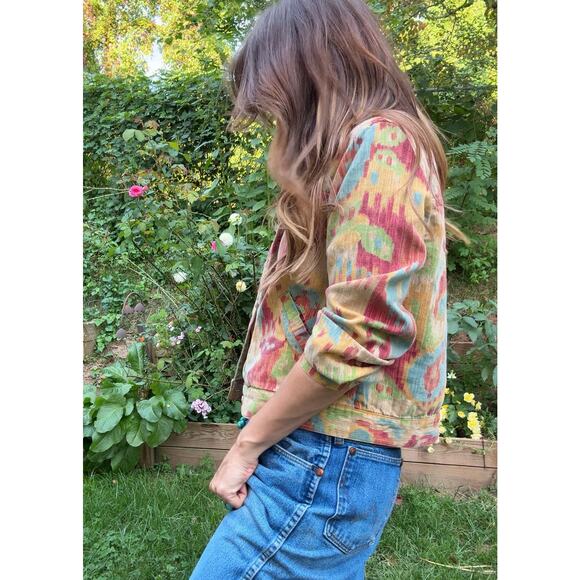 Vintage Ikat Print Cotton Jacket – 90s/00s Coldwater Creek - Picture 1 of 9